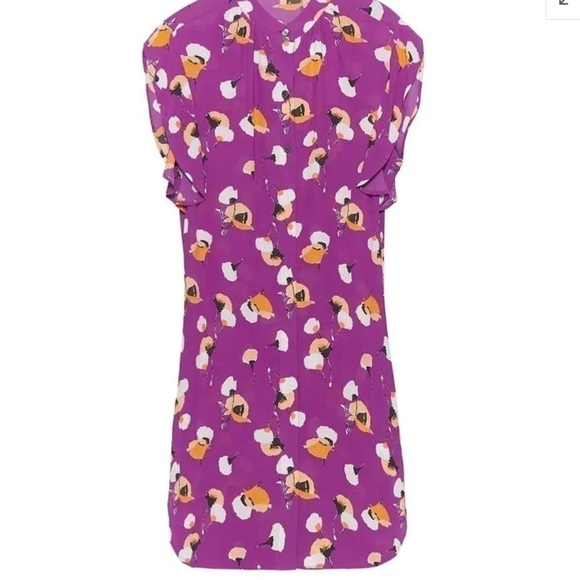 EUC Equipment Femme Floral Printed Ruffle Sleeve Pockets Silk Shirtdress M - Picture 3 of 12